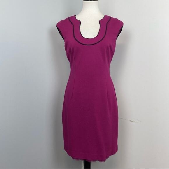 Trina Turk Pink Fuchsia Fong Cap Sleeve Sheath Mini Dress Sz 4 - Picture 3 of 10